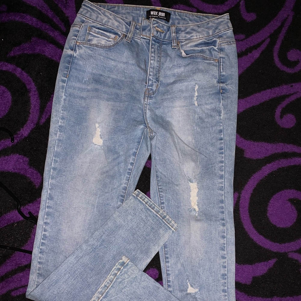 Medium wash distress jeans